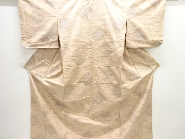 JAPANESE KIMONO / ANTIQUE ENSEMBLE KIMONO / SILK / TSUMUGI / WOVEN ABSTRACT